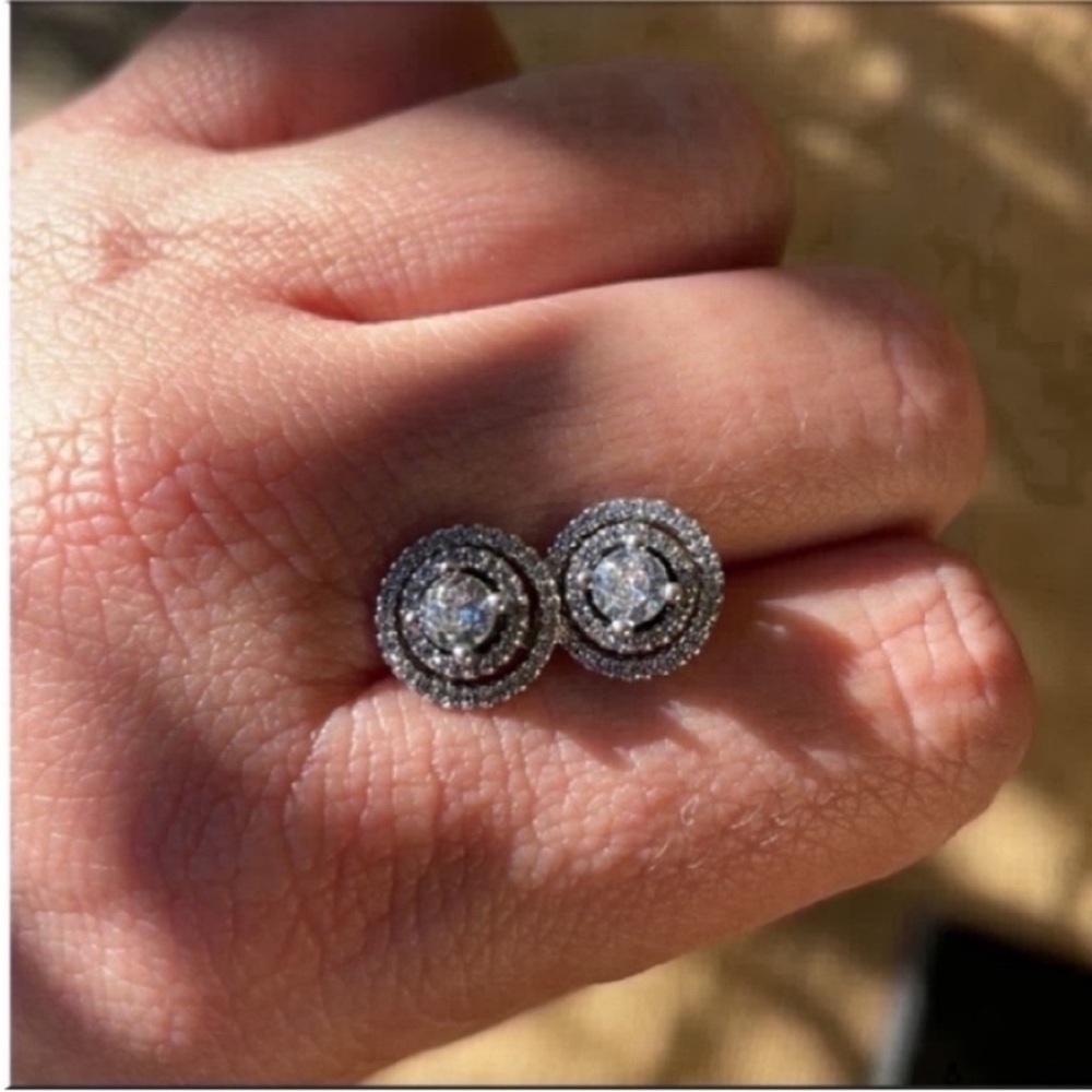 Pandora Solitaire Cut 925 Sterling Silver Cluster Chandelier Halo Earrings New - Picture 10 of 12
